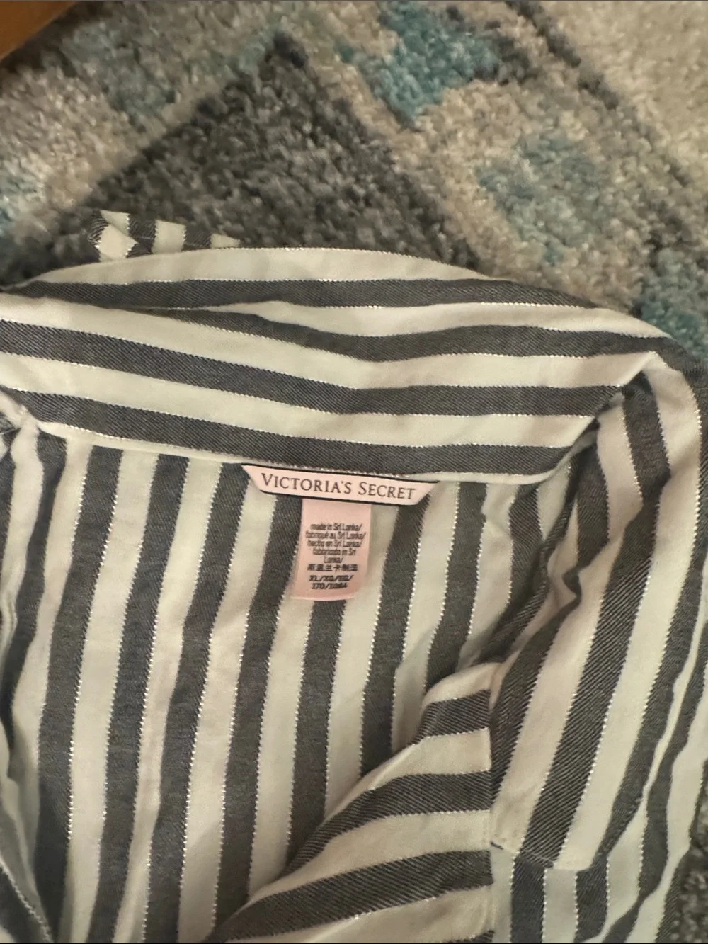 Victoria's Secret Black and White Striped pajama set Never worn. - Picture 2 of 4